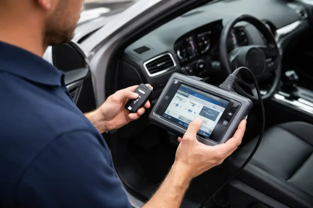 Auto locksmith in Melbourne programming a smart car key